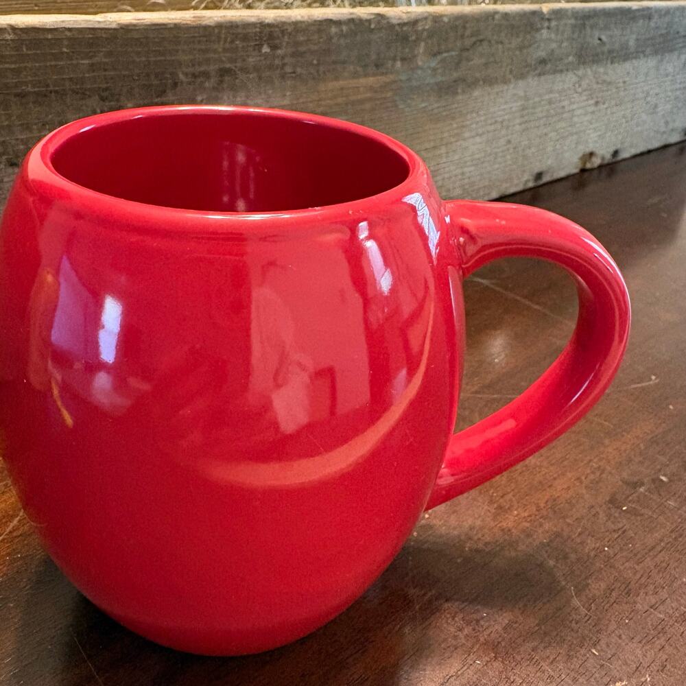 Glossy Red Ceramic Round Sphere Ball Coffee Mug Tea Cup 16oz Barrel Shape